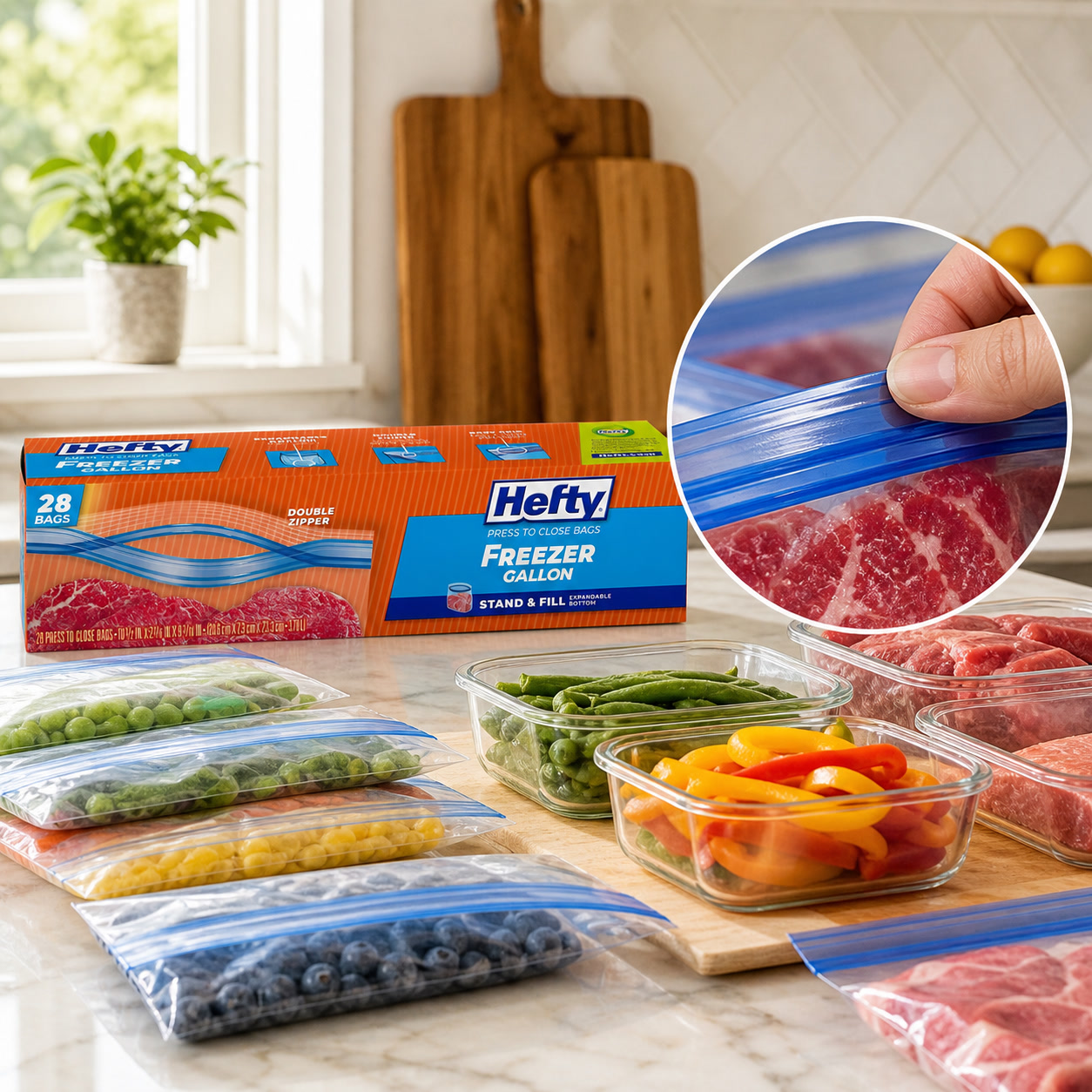 Meal Prep Fit - 28ct 갤런 냉동 식품 보관 백,