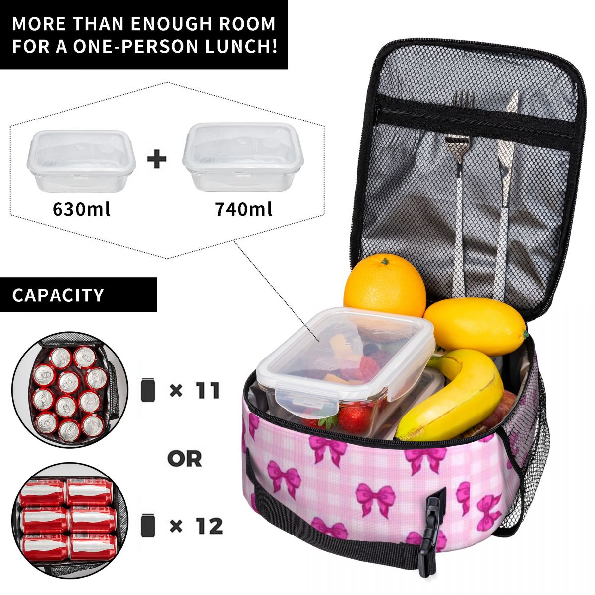 베스트셀러 핑크 코케트 보우 깅엄 슬림핏 보온 간식 가 - Meal Prep Fit 리뷰 및 가격
